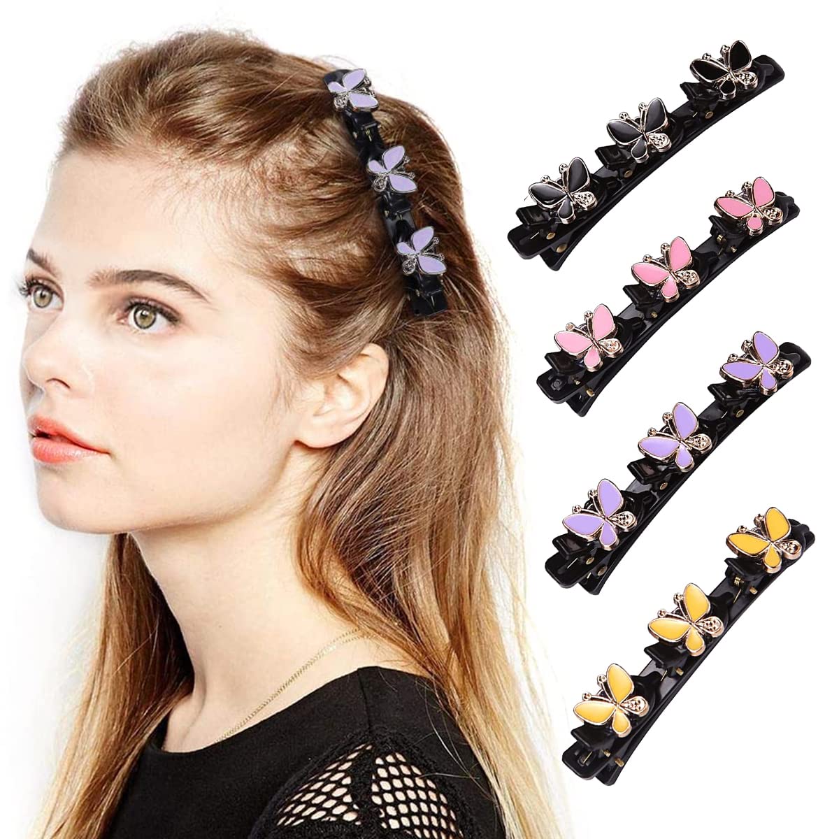 PALAY 4 Pcs Braid Hair Accessories for Kids Butterfly Braided Hair Clips for Women Girls Hairpin Hair Dressing Section Clips for Hair PALAY 4 Pcs Braid Hair Accessories for Kids Butterfly Braided Hair Clips for Women Girls Hairpin Hair Dressing Section Clips for Hair